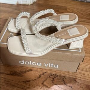 Dolce Vita Cream Pearl Heeled Sandals